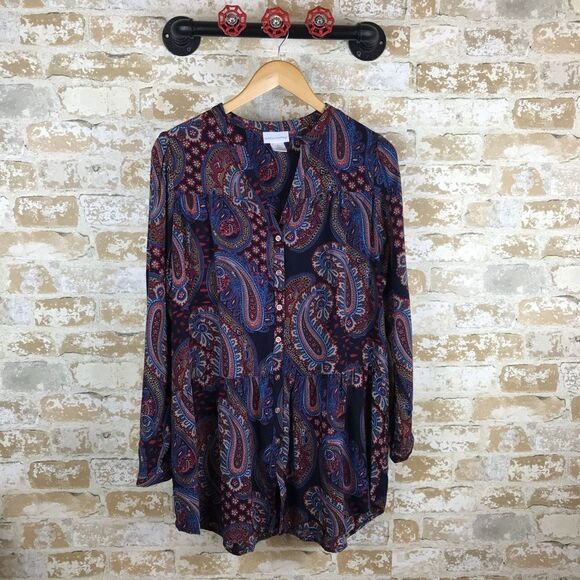 Soft‎ surroundings bohemian paisley printed tunic blouse - Picture 1 of 5